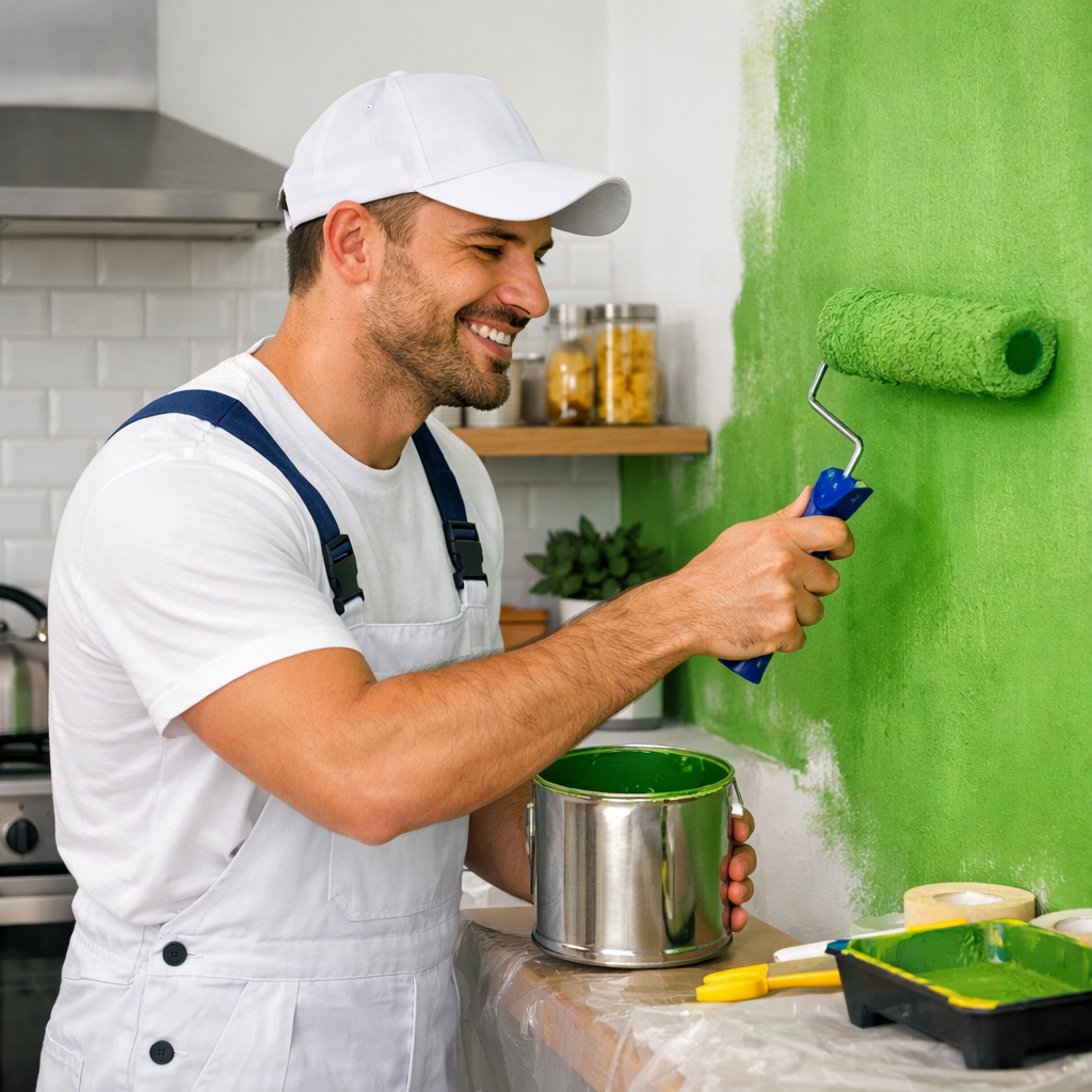 Master painter at work on premium finish