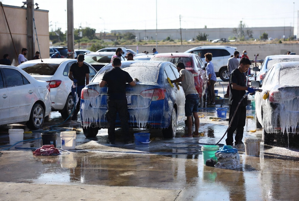 Detailed car exterior after hand wash
